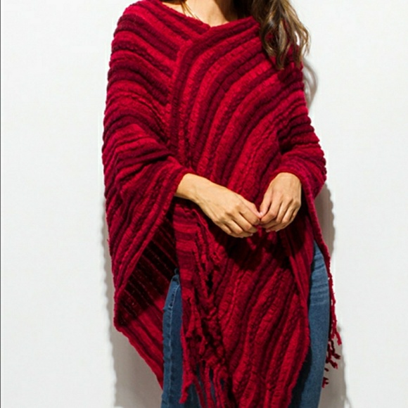 LAST ONE! Soft Boho Chunky Knit Poncho - Picture 3 of 3
